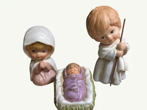 Homco Vintage 3 Piece Porcelain Child Nativity Christmas Figurines #5258 - Picture 1 of 15