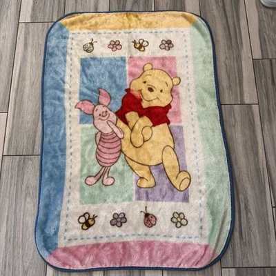 Winnie the Pooh Piglet Bees Baby Blanket Throw Colorblock Crown Crafts - Image 1 of 4