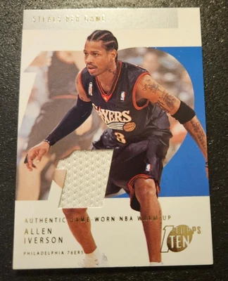 2002 Topps Ten Allen Iverson #PATCH /1500 Game Worn Jersey Philadelphia 76rs HOF - Image 1 of 2