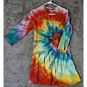 Speed Control NY M Rainbow Spiral Tie-Dye Shirt Dress Artisan Hand Dyed Boho - Picture 1 of 13