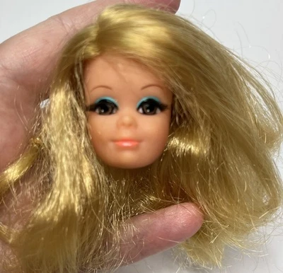 Head Only Vintage Mattel Live Action Barbie PJ Doll Gorgeous Face Rooted Lashes - Image 1 of 4