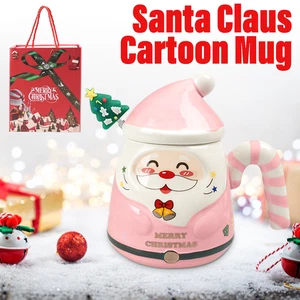 Taza de café 15 oz Santa Claus dibujos animados cerámica taza de agua con tapa cuchara regalo de Navidad - Imagen 1 de 13