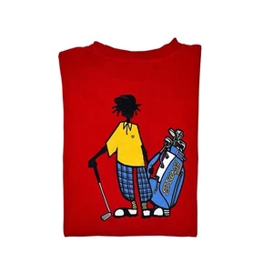 Vintage 90s Stussy Rasta Golf Stickman T-Shirt Size Large Red Made In USA - Bild 1 von 7