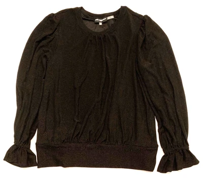 Blusa Karl Lagerfeld Metálica Negra Fiesta Puño con Volantes Brillantes Para Mujer Mediana Foto 1 de 4