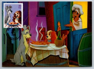 #4028 The Art of Disney Lady and the Tramp FDC Maxi Card on 3-D Postcard - Picture 1 of 2
