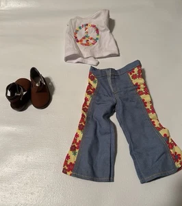 American Girl Doll TENNEY Botas Marrón Julie Peace Camisa y Campana Bottom Jeans - Imagen 1 de 10