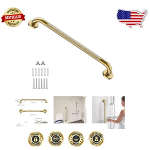 32-Inch Gold Shower Grab Bar - Stainless Steel with Anti-Slip Knurled Grip - Picture 1 of 9