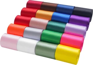 20 Colors 100 Yard Satin Ribbon Fabric Ribbon Assorted Ribbon Rolls, 2 Inch Wide - Picture 1 of 7