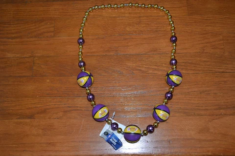 LA Lakers Team Fashion Beads Necklace w/ Lakers Balls - One Size - New! Cover