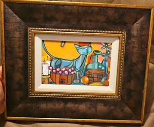 David Le Batard LEBO Signed Cat Print "Thanksgiving Morning" Framed Only 350 - Picture 1 of 10