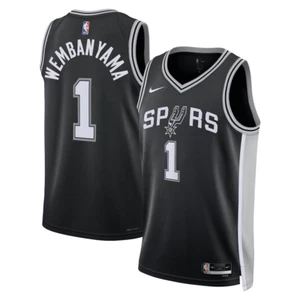 Maillot Basket SPURS Wembanyama Blanc/Noir - Photo 1/17