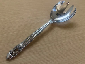Georg Jensen Acorn Sterling Silver 8" Salad Server Fork Silver Bowl/ Tines - Picture 1 of 5