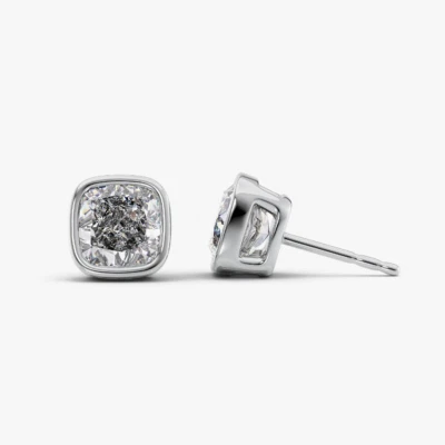 Cushion Cut Diamond Stud Earring IGI Certified 2 Ct Lab Created 950 Platinum - Image 1 of 4