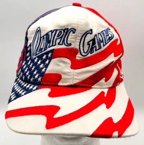 Cappello Berretto Vintage Atlanta Olimpiadi Collezione 1996 Logo SnapBack 7 Bandiera USA - Foto 1 di 8