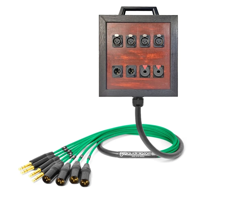 8-Ch Wooden Wall Box | Mogami 2932 & Neutrik Gold | Premium | Green | 5 Feet - Image 1 of 1