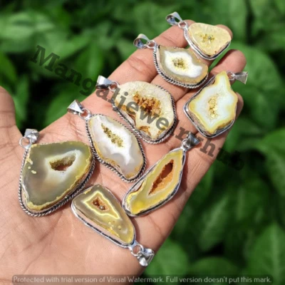 Lote de 10 piezas colgantes enchapados en plata 925 con piedras preciosas de cuarzo soler para ventana Foto 1 de 4