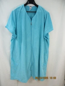 ADONNA WOMAN SZ 3X 100% Polyest Sky Blue Zippered Pajamas Robe Soft House Gown - Picture 1 of 16