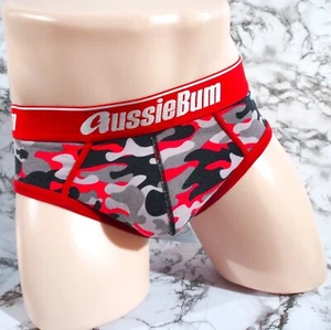MEN'S AUSSIEBUM COTTONSOFT RED CAMO CONTOURED POUCH SPORTS BRIEF SIZE MEDIUM - Picture 1 of 6