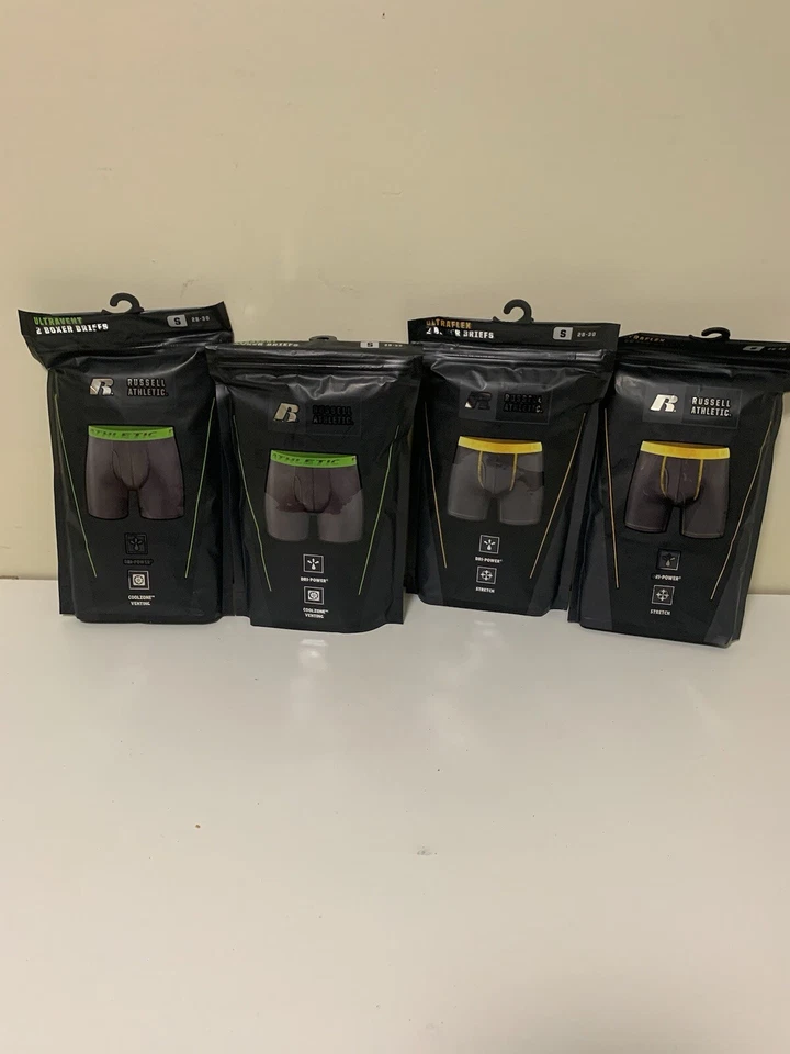 Russell Athletic 男式 Ultraflex Dri-Power 弹力平角内裤 SM ~ 8 双 ~ 红色/蓝色 — 第 1/3 张图片