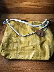GABS Handbag Italian Leather Yellow Zip Tote Shoulder Bag Animal Print - Picture 1 of 6