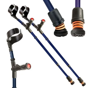 Flexyfoot Closed Cuff Crutches - Comfort Grip/Double Adjust - Anti Shock - Blue - Picture 1 of 9