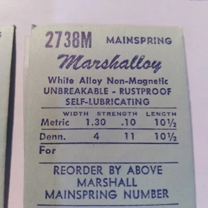 2738M Marshalloy Alloy Mainspring 1.30 .10  10 1/2 B40 - Picture 1 of 1
