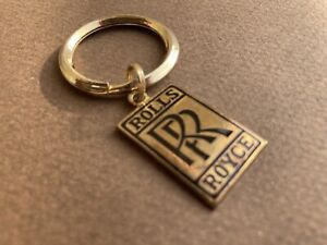 Rolls Royce 50's-60's Gold Metal Keychain Made By (B) England Enamelled Embossed