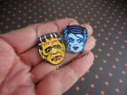 DOLLHOUSE MINIATURES  HALLOWEEN ~ FRANKENSTEIN & HIS BRIDE MASKS