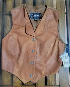 (NWT) WILSONS THE LEATHER EXPERTS Women s Brown Leather Vest Sz S - Picture 1 of 5