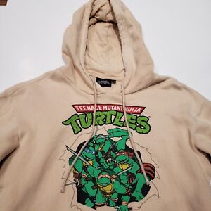 Teenage Mutant Ninja Turtles Men's Hoodie Back Print Beige Size Medium