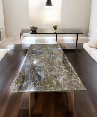 36"x24" Labradorite Stone Dining Table Crystal Healing Gemstone Countertop Decor - Image 1 of 4