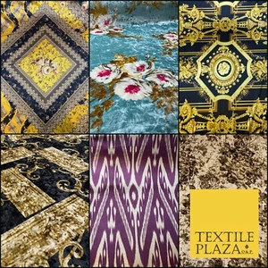 Blumenmuster Grand Batik Block Luxus Damast bedruckt weich Stretch Samt Kleid Stoff - Bild 1 von 20