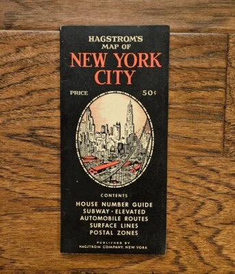 Original 1940's MAP of NEW YORK CITY 33" +  31" 18" wide - Image 1 of 4