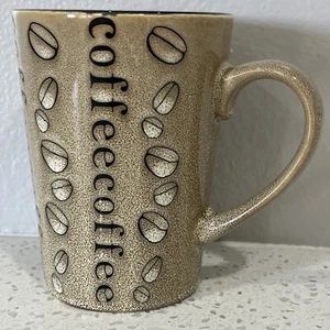 Pfaltzgraff Brown / Biege Coffee Mug Coffee Beans In Black Design 5" Tall New - Picture 1 of 12