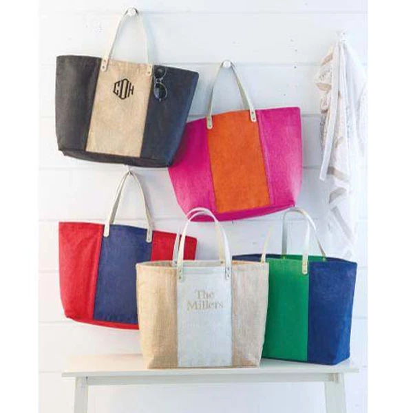 Грязь пирог цвет блок джутовая сумка с короткими ручками / сумка / пляжная сумка / сумочка вы выбираете полный размер - Изображение 1 из 1