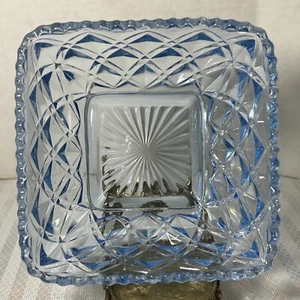 "Bloque de vidrio imperial vintage diamante azul hielo cuenco cuadrado fondo Starburst 5,50""" - Imagen 1 de 6