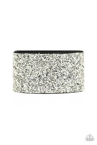 The Halftime Show Silver Urban Bracelet Shimmer Sparkle Snap Wrap Paparazzi - Picture 1 of 2