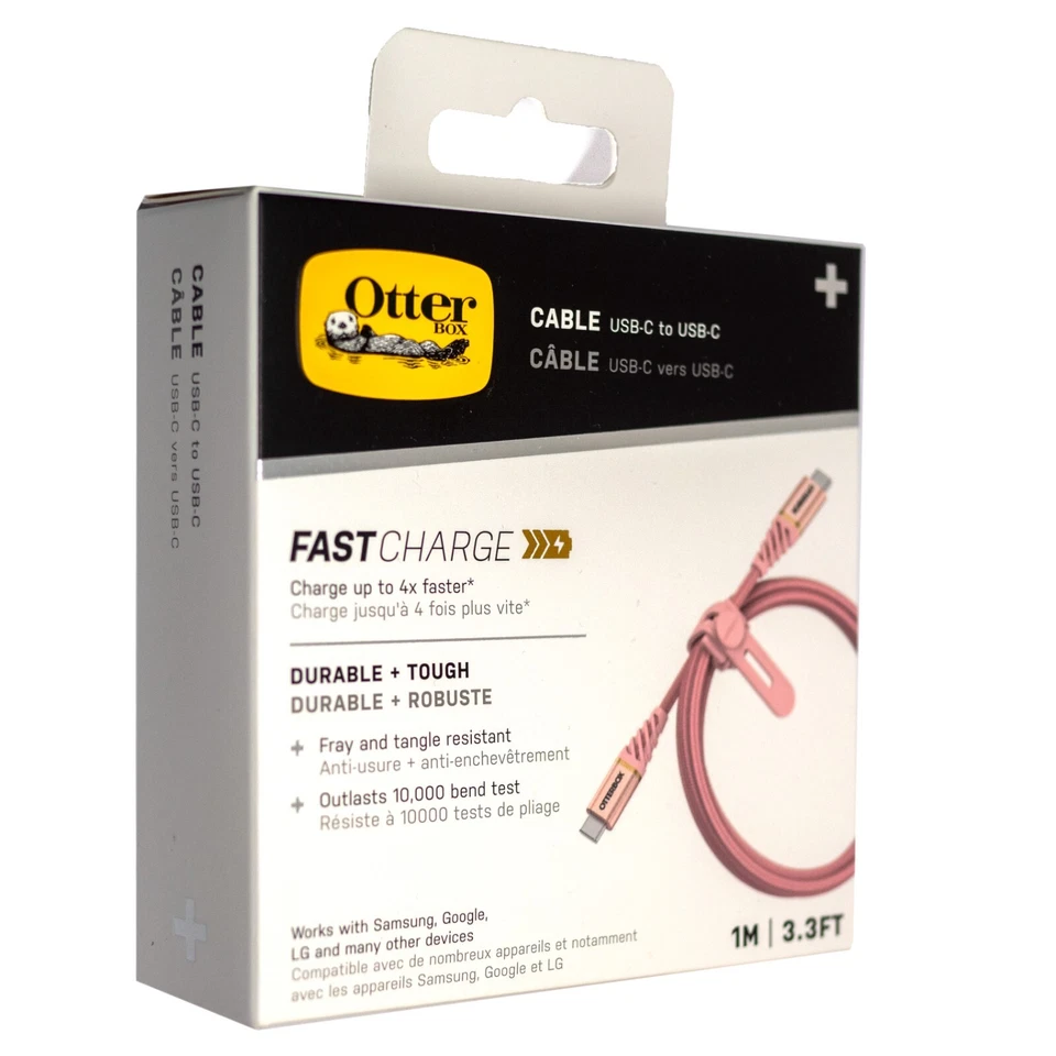 Otterbox Braided 1 Meter USB-C to USB-C Cable - Rose Gold - Image 1 of 1