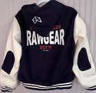 Rawgear Mens Varsity Jacket L Letterman Hooded Embroidered Embellished New $150