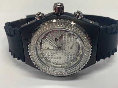 1.0CTW REAL DIAMOND BLACK JELLY AQUA MASTER WATCH NEW & BOXED - Image 1 of 4