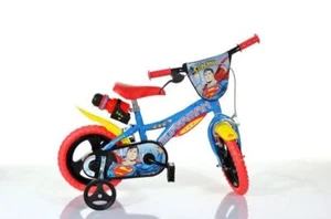 Dino Superman Kids Bike 12" Wheel Cycling Bicycle Single Speed - Blue Red - Picture 1 of 4