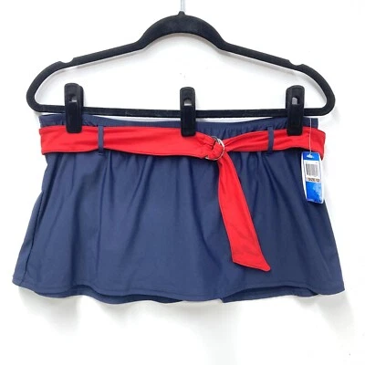 Nautica Navy Swim Skirt , Size 12, Navy w Red Belt Built in Brief Nautical NEW - Image 1 of 4