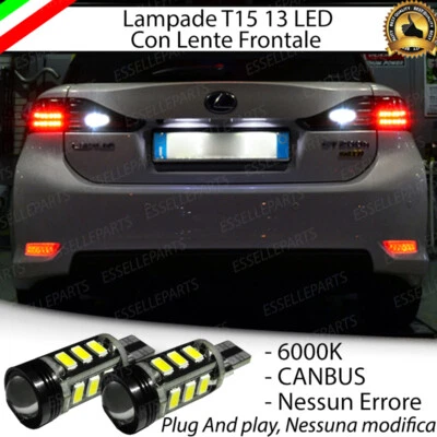 LAMPADE RETROMARCIA 13 LED T15 W16W CANBUS LEXUS CT NO ERRORE 6000K - Immagine 1 di 2