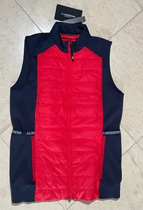 J.Lindeberg MEN'S Kenny Hybrid Vest AMOW08168 Red/Navy Small New with Tags - Picture 1 of 12
