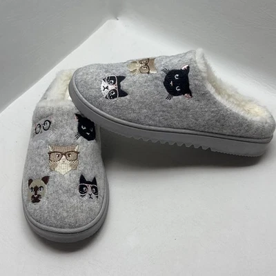 Zapatillas Kooba Kitty Cat de espuma viscoelástica de piel sintética grises acogedoras suaves para mujer talla 5-6 Foto 1 de 4