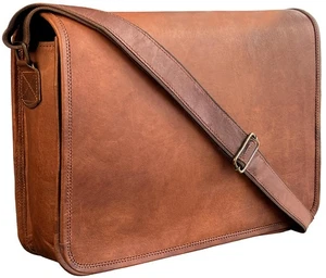 Bolso Mensajero de Cuero 14" para Hombres y Mujeres - Bolso Bandolera Vintage Grano Completo... - Imagen 1 de 7