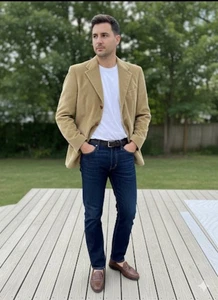 Blazer Ralph Lauren Vintage 90 Chaps Para Hombres 40R Camel Tostado Pana Academia Informal - Imagen 1 de 14