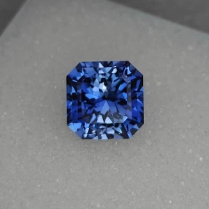 Piedra preciosa suelta natural certificada EGL de 8-9 quilates corte Asscher zafiro azul de Cachemira - Imagen 1 de 3