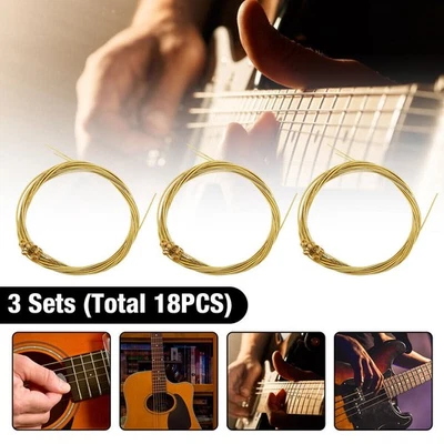 3 Sets of 6 Guitar Strings Replacement Steel String For Acoustic Guitar 1st-6th - Image 1 of 4