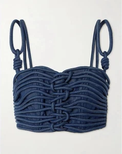 ANDRES OTALORA Redes cropped corded chambray top size 0 couture retail $645 - Picture 1 of 10